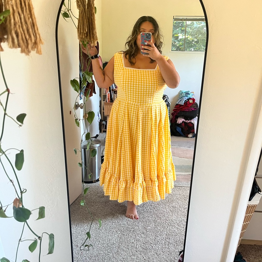 Jessa Kae Yellow Gingham dress 2XL